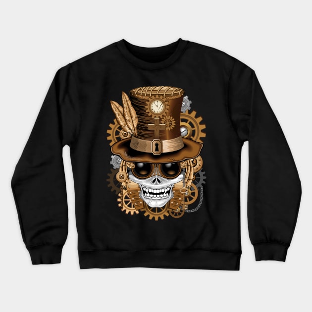 Skull Steampunk Voodoo Retro Machine Crewneck Sweatshirt by BluedarkArt